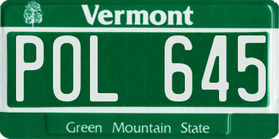 VT license plate POL645