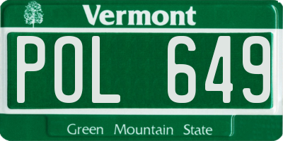 VT license plate POL649