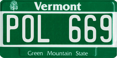 VT license plate POL669