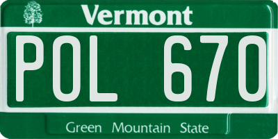 VT license plate POL670