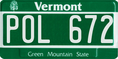 VT license plate POL672