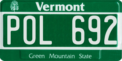 VT license plate POL692