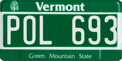 VT license plate POL693