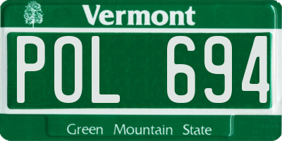 VT license plate POL694
