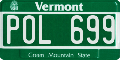 VT license plate POL699