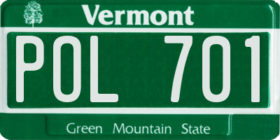 VT license plate POL701