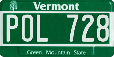 VT license plate POL728