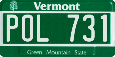 VT license plate POL731