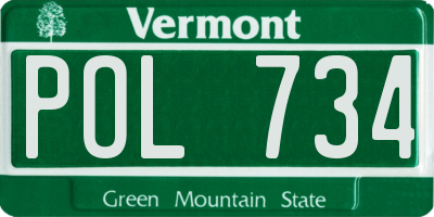 VT license plate POL734