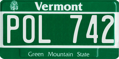 VT license plate POL742