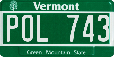 VT license plate POL743