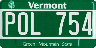 VT license plate POL754