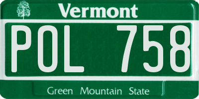VT license plate POL758