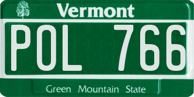 VT license plate POL766
