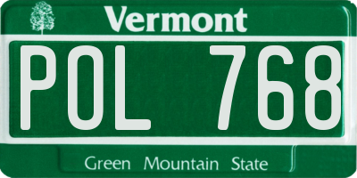 VT license plate POL768