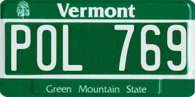 VT license plate POL769