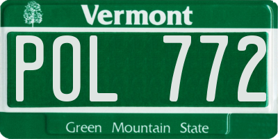 VT license plate POL772