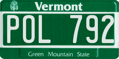 VT license plate POL792