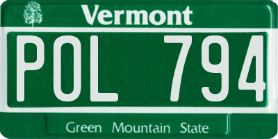 VT license plate POL794