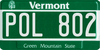 VT license plate POL802