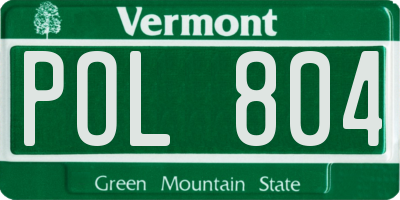 VT license plate POL804