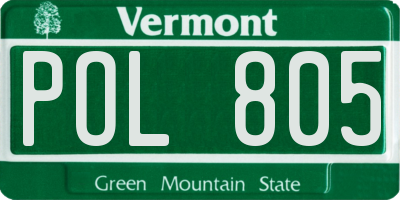 VT license plate POL805