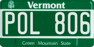 VT license plate POL806