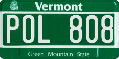 VT license plate POL808