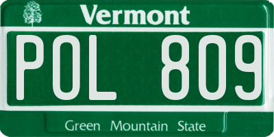 VT license plate POL809