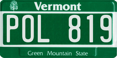 VT license plate POL819