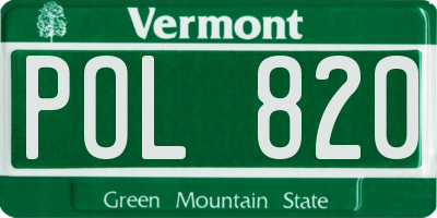 VT license plate POL820