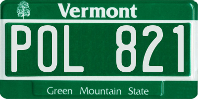 VT license plate POL821