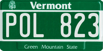 VT license plate POL823
