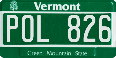 VT license plate POL826