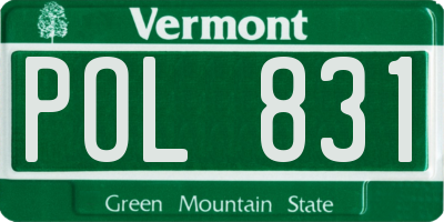 VT license plate POL831