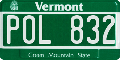 VT license plate POL832