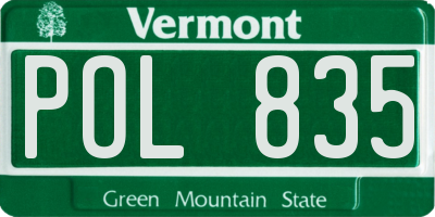 VT license plate POL835