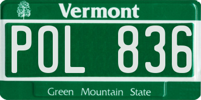 VT license plate POL836