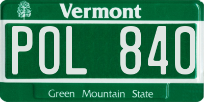 VT license plate POL840
