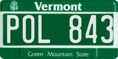 VT license plate POL843