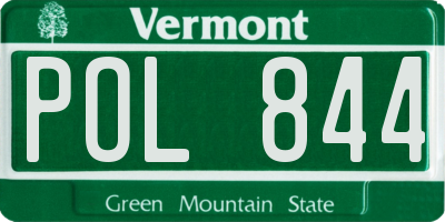 VT license plate POL844