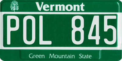 VT license plate POL845