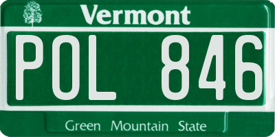 VT license plate POL846