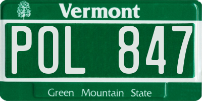 VT license plate POL847