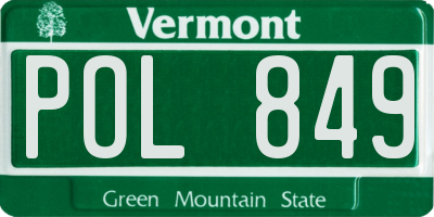 VT license plate POL849