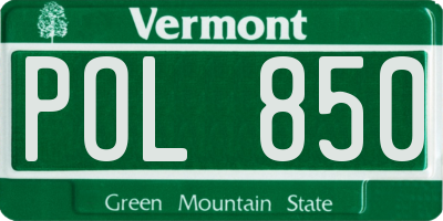 VT license plate POL850