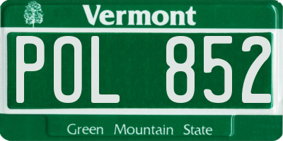 VT license plate POL852