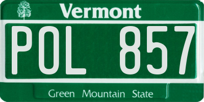 VT license plate POL857