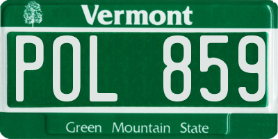 VT license plate POL859
