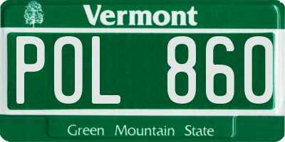VT license plate POL860